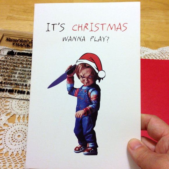 Holiday Horrors, Chucky Christmas card, new - Picture 3 of 4
